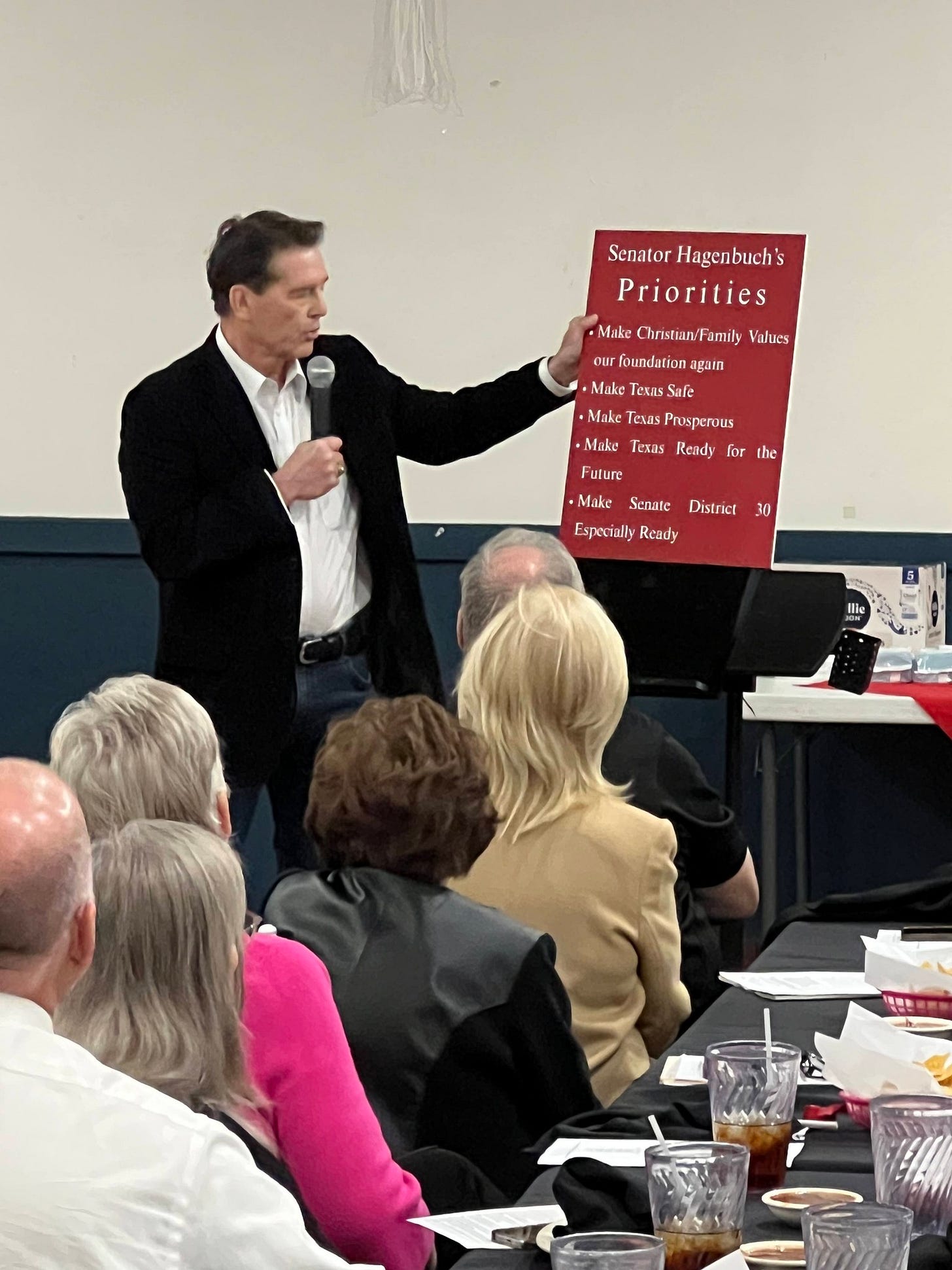 May be an image of text that says 'Senator Hagenbuch's Priorities ·Make Christian/Famnily MakeChristian/FanuilyValu Farily Values Christian foundatior loundationagarn again Make Teras Safe Safe Make Make Texas Prosperous Make Texas Rendy ror the Fulure -Make 30 Distrier Especially Rendy 黒田動' May be an image of text that says 'Senator Hagenbuch's Priorities ·Make Christian/Famnily MakeChristian/FanuilyValu Farily Values Christian foundatior loundationagarn again Make Teras Safe Safe Make Make Texas Prosperous Make Texas Rendy ror the Fulure -Make 30 Distrier Especially Rendy 黒田動'