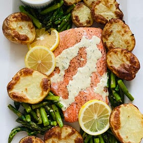Lemony Sheet Pan Trout with Mustard Sauce