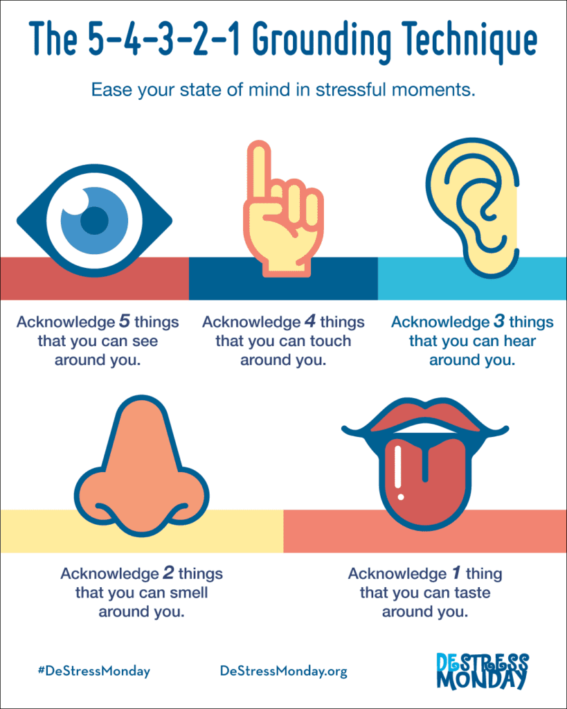 The 5-4-3-2-1 Grounding Technique. Ease your state of mind in stressful moments