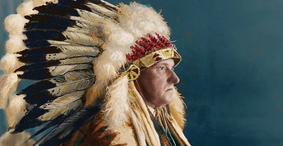 Calvin Coolidge with Native American leaders at reservation visit