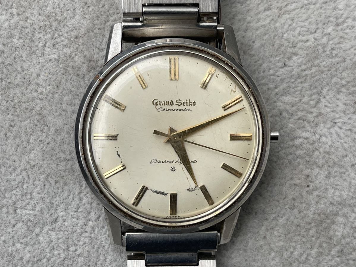 1円スタート 稼働 GRAND SEIKO グランドセイコー ファースト GS 手巻き Chronometer クロノメーター 25石 アンティーク メンズ腕時計