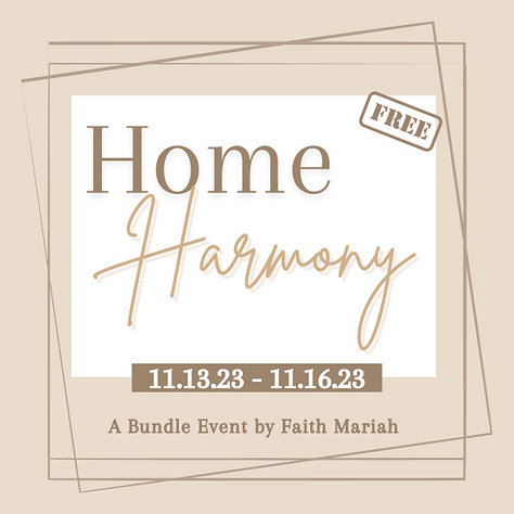 Home Harmony Bundle mockups of resources including 5 Days to Calmer Kinder Parenting