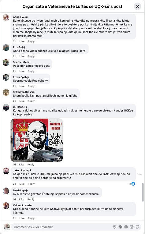 2/2: Fotografi që dokumentojnë fushatën e dhunës verbale të nxitur nga Organizata e Veteranëve të Luftës