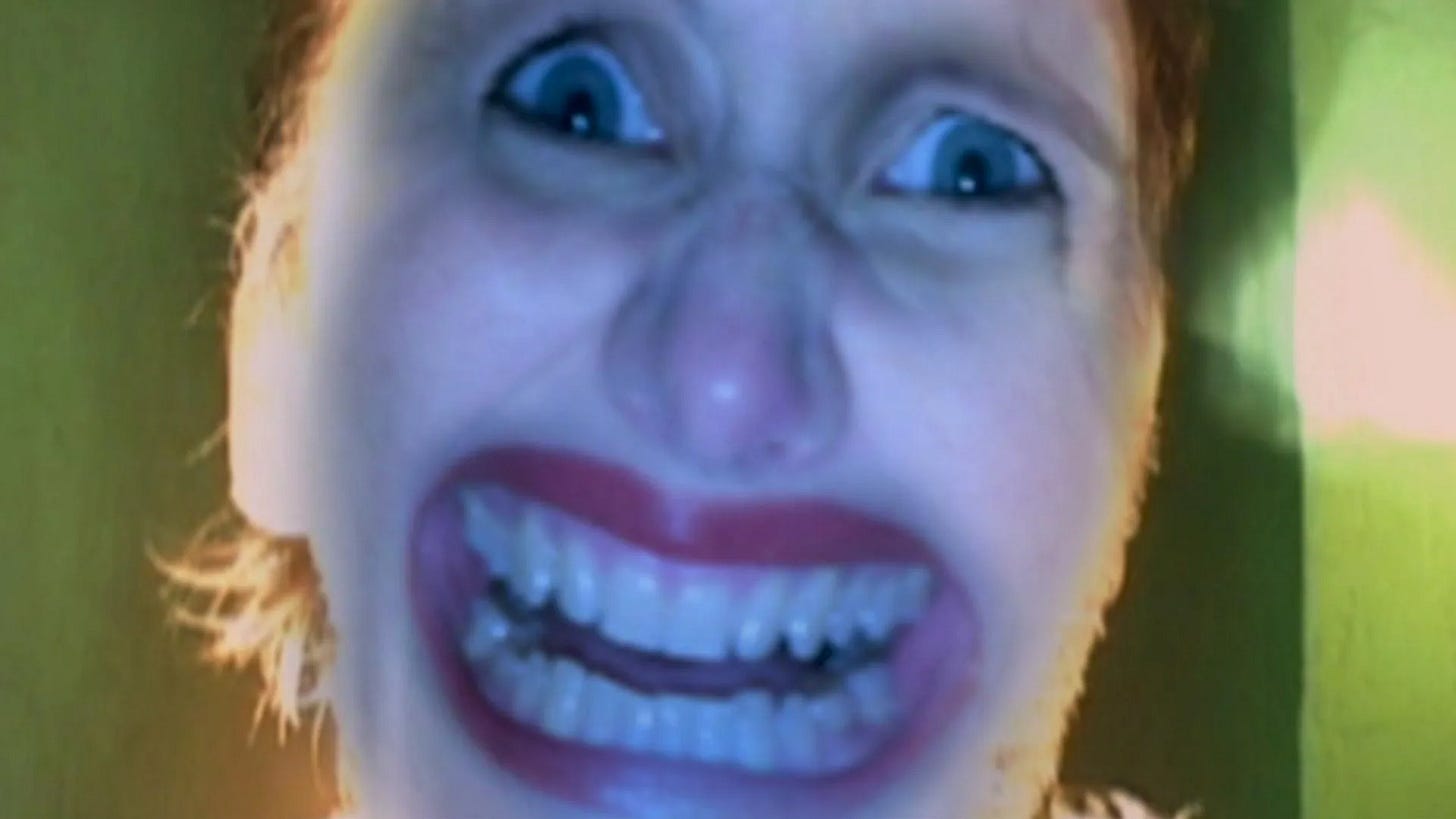 very distorted Laura Dern face with big teeth very distorted Laura Dern face with big teeth