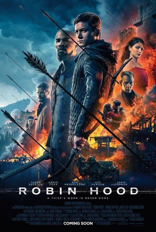 A poster for the movie Robin Hood, from 2018
