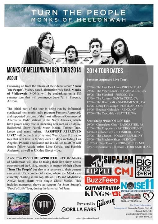 Tour dates for a group I reviewed, Monks of Mellonwah. Tour dates for a group I reviewed, Monks of Mellonwah.