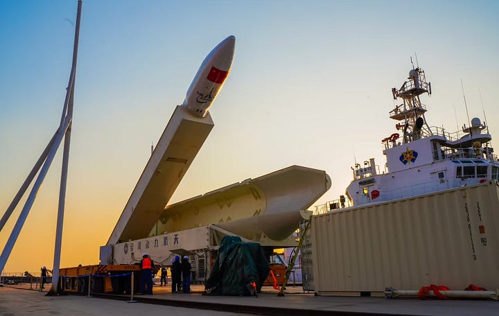 Ceres-1S Y4 being moved onto Dongfang Hangtiangang.