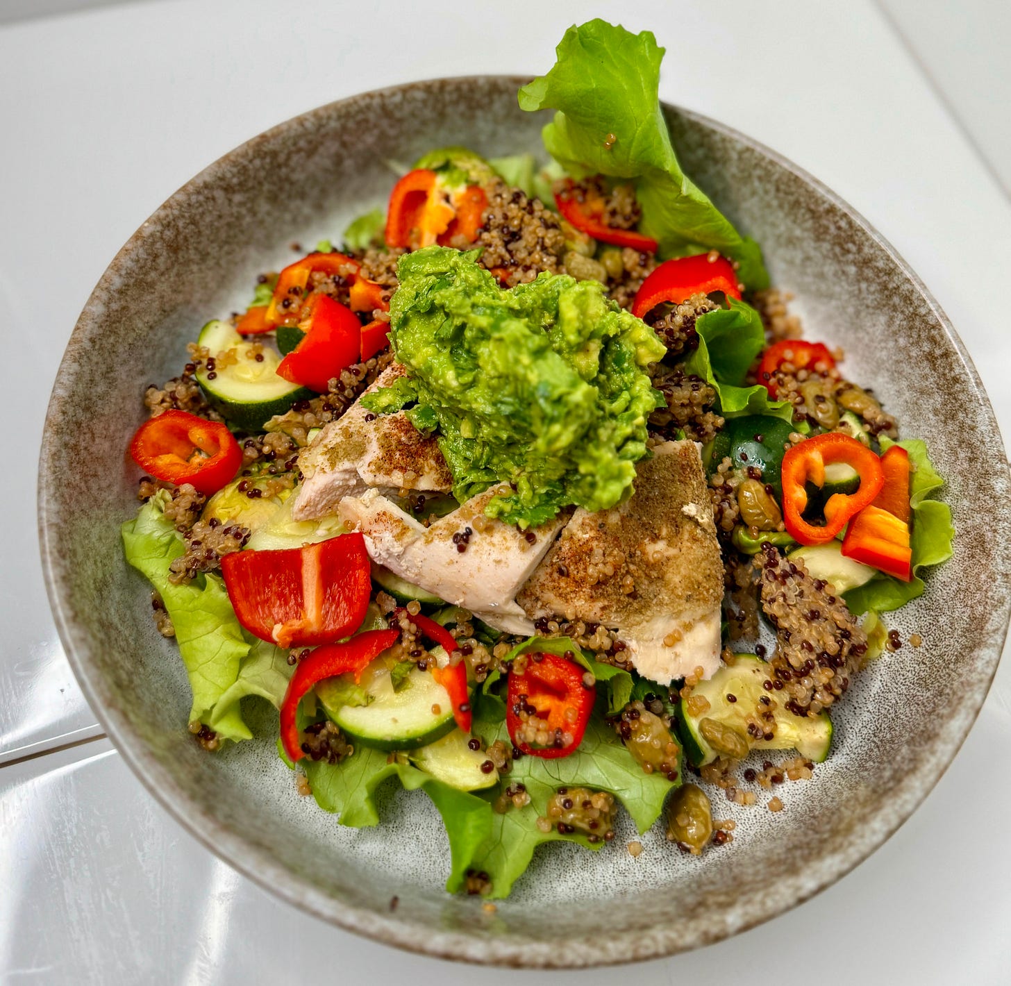 Loaded taco salad with fresh guacamole
