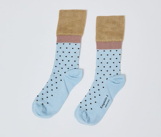 Exquisite J Polka Dot Socks in Sky