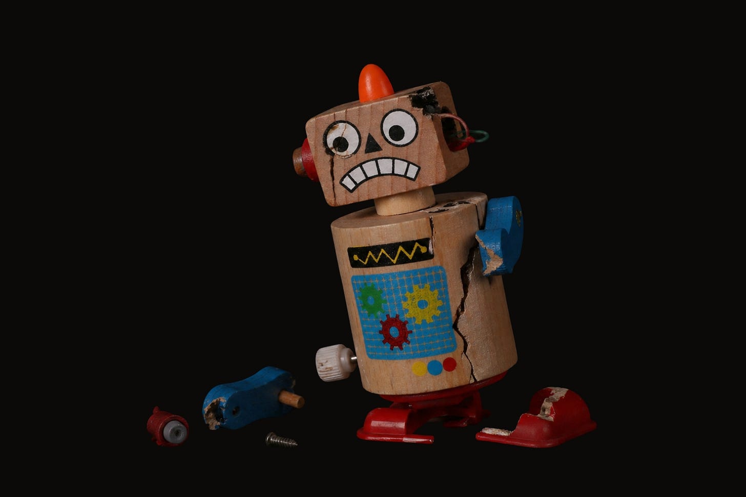 Broken wooden robot