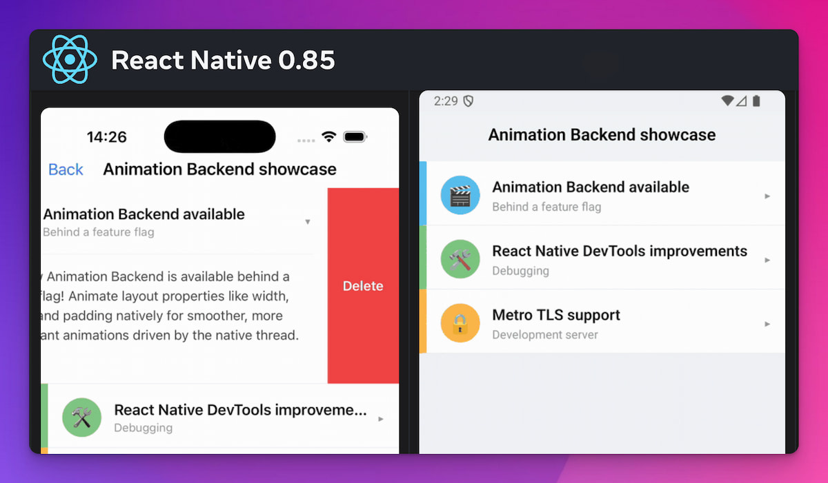 React Native 0.85 React Native 0.85