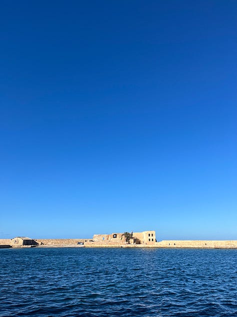 Enjoy a slow sunny afternoon sitting outside of Chania Sailing Club - Neorio Moro, perhaps after a late lunch at Kouzina EPE where they serve traditional Cretan home cooking with daily specials made fresh in the open kitchen. The bookstore around the corner Το μικρό καράβι has a good selection of English books and postcards, where I found The Greeks by Roderick Beaton, a book on Greek history that I’ve enjoying since.