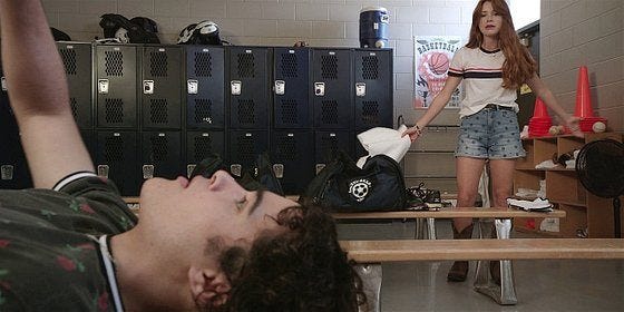 STella walks in on Colton in locker room on Walker. STella walks in on Colton in locker room on Walker.