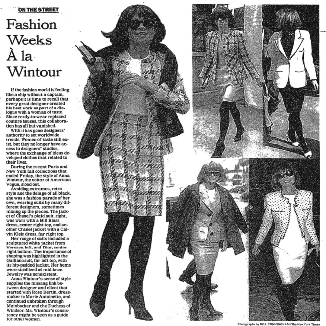 new york times 1995 anna wintour bill cunningham