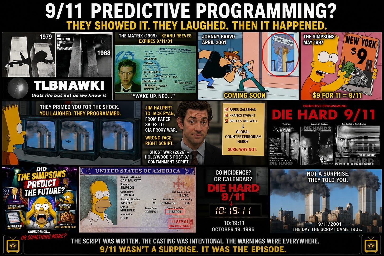 9/11 predictive programming — media rehearsal before the public event 9/11 predictive programming — media rehearsal before the public event