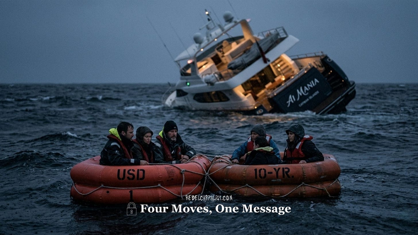 Survivors in orange life raft escape sinking luxury yacht AI Mania Survivors in orange life raft escape sinking luxury yacht AI Mania