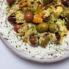 Labneh with Marinated Olives + Artichokes