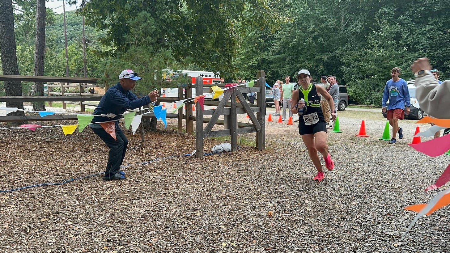 Jen Dubay finishing the Blue Ridge Relay