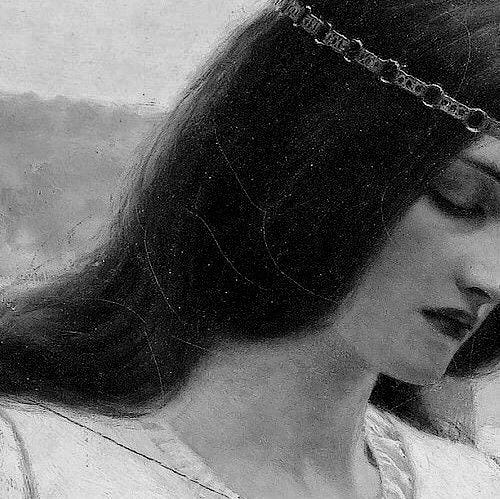 This may contain: a woman wearing a chain around her head This may contain: a woman wearing a chain around her head