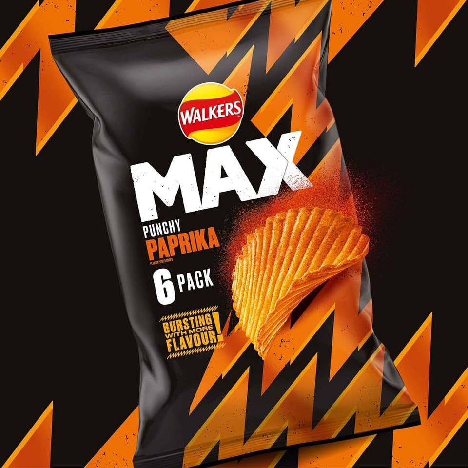 Walkers Max Punchy Paprika Multipack Crisps 6x27g : Amazon.co.uk: Grocery