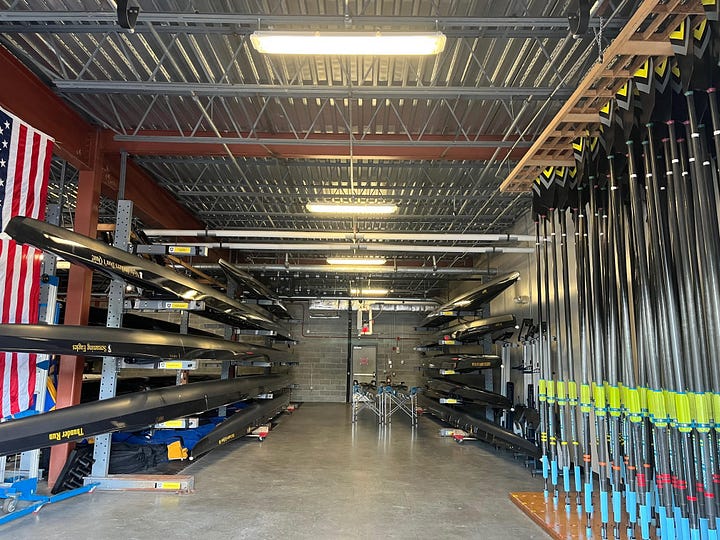 Old gray racks are replaced with new black ones