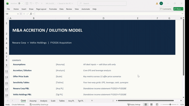 Free M&A Accretion Dilution Model 2026: Excel Template for EPS Analysis