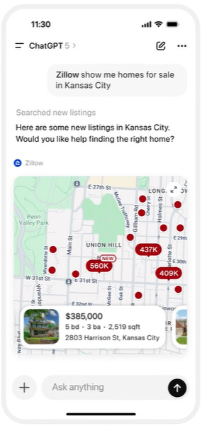 Zillow app within ChatGPT