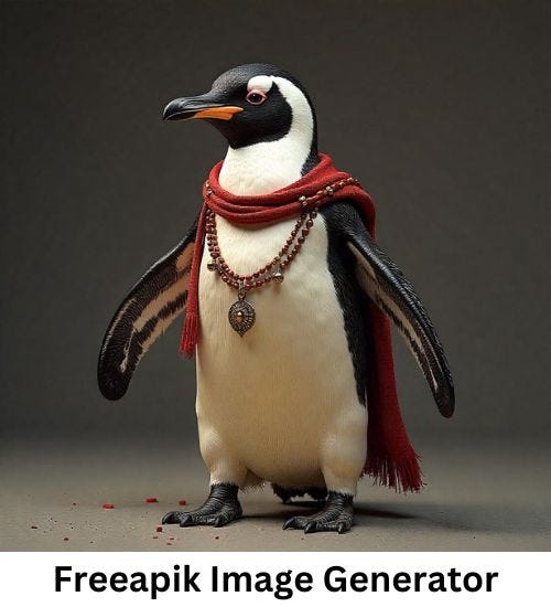 different images of a penguin wearing indian attire.