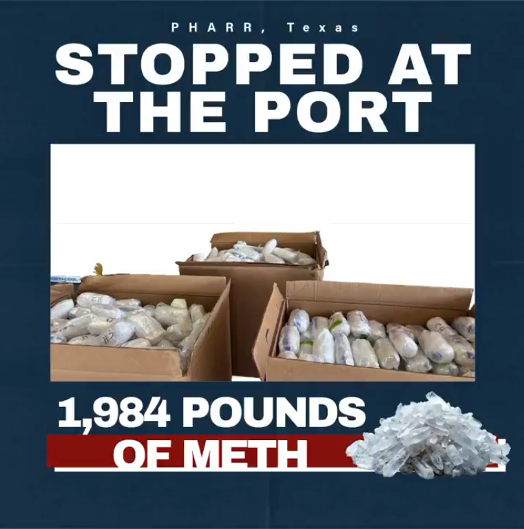 CBP officers discovered a large load of meth hidden within a shipment of berries arriving in Pharr, Texas from Mexico