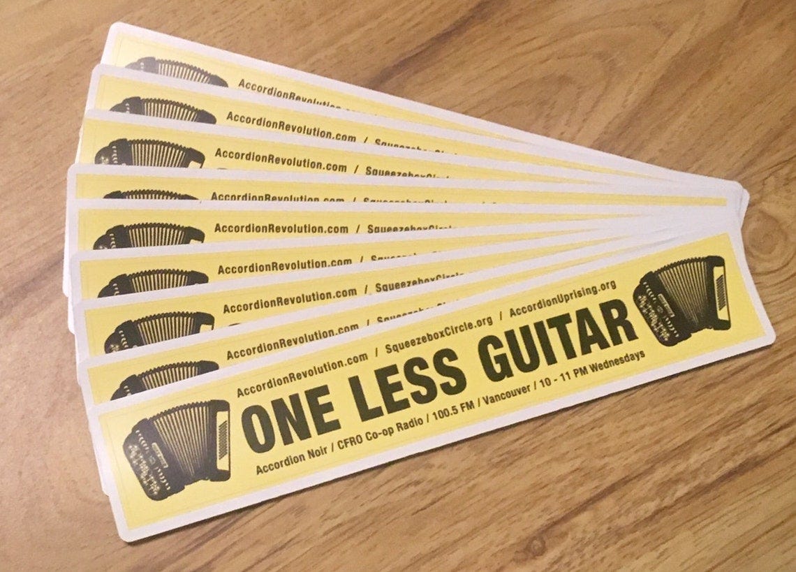One Less Guitar accordion stickers  One or more stickers image 1