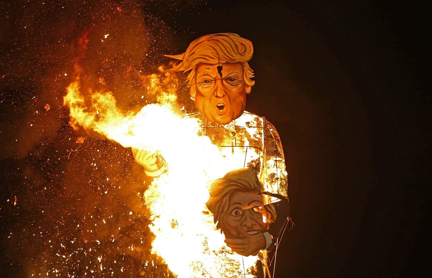 Giant Donald Trump Effigy Burned at UK Bonfire
