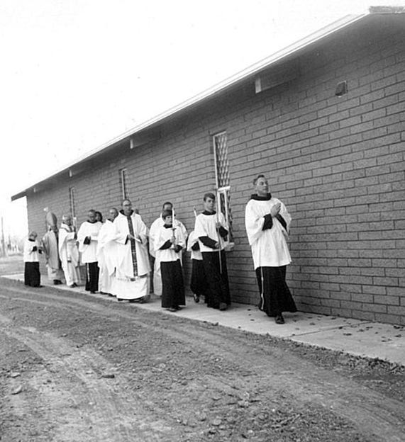 Procession at the dedication Mass for the current church.