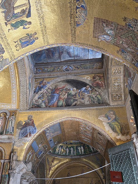 Pictures of the outside and inside of St. Mark's in Venice