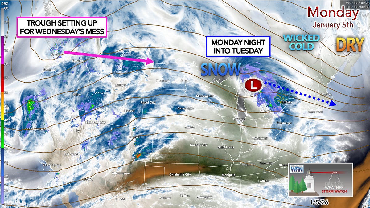 Light snow Monday night kicks off unsettled week