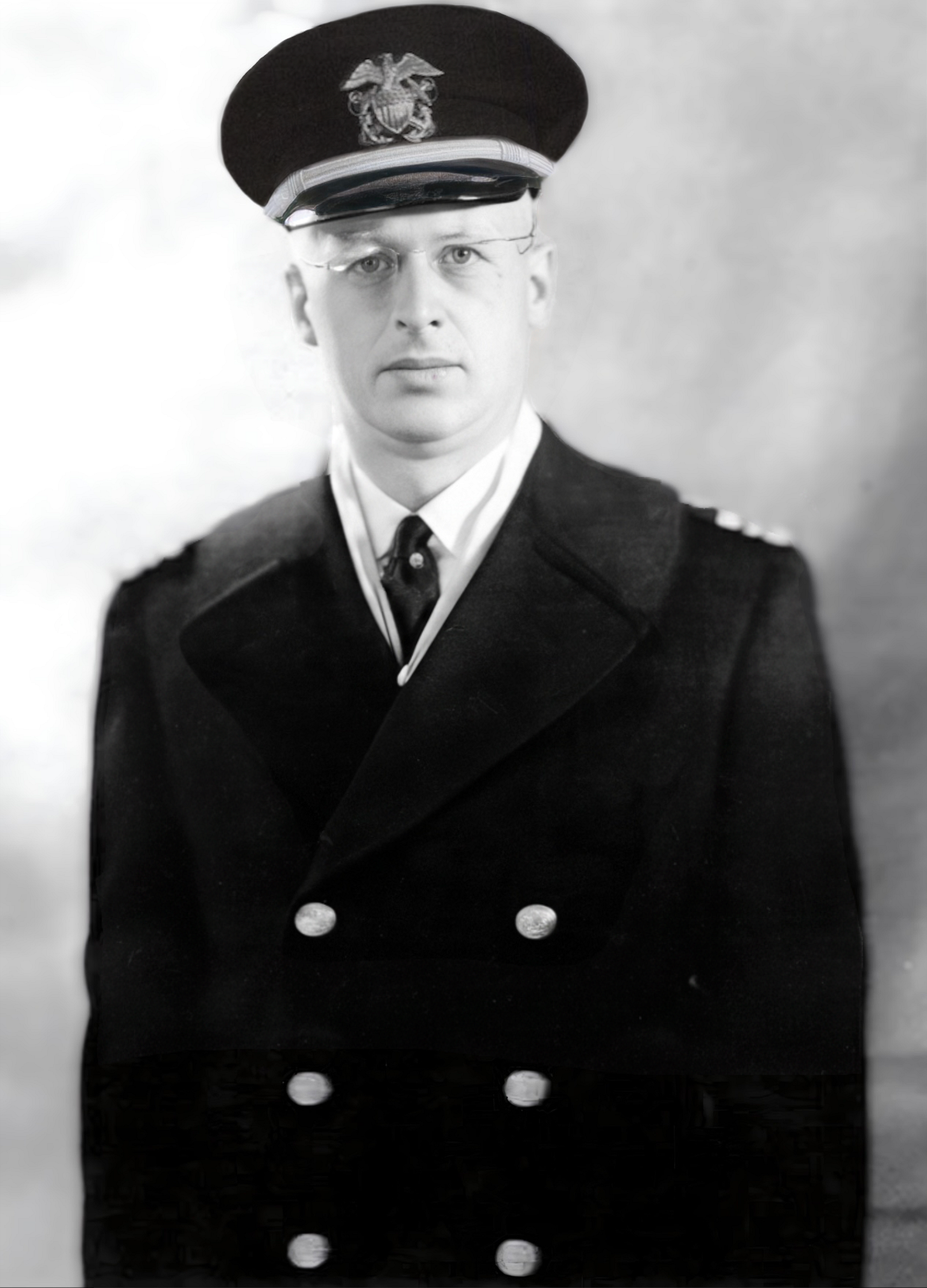 Commissioned into the U.S. Navy, Lieutenant Commander Donald Howard Menzel. Photo restoration by the author. Commissioned into the U.S. Navy, Lieutenant Commander Donald Howard Menzel. Photo restoration by the author.