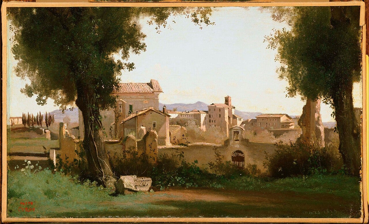 Corot oil study of Rome Corot oil study of Rome