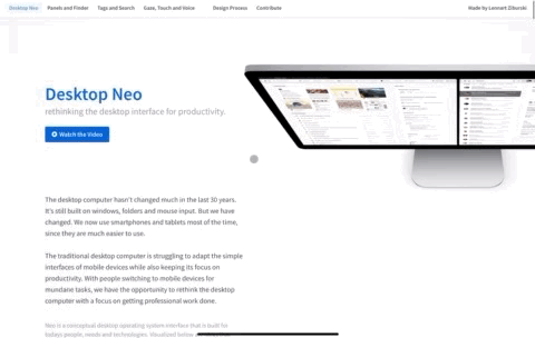 A GIF scrolling trough the Desktop Neo website