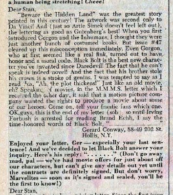 Gerry Conway Letter Fantastic Four 50 DC Planet Script Of