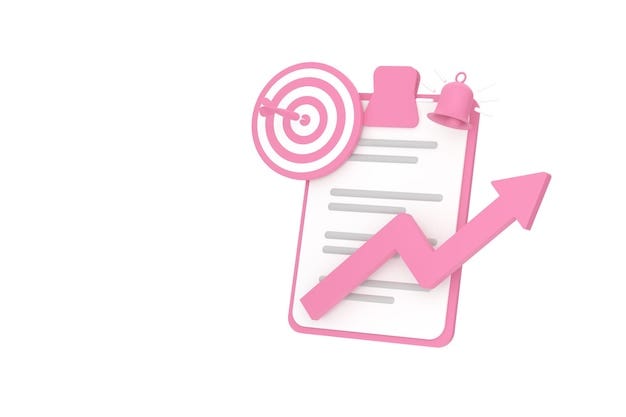 Clipboard and darts to success business concept