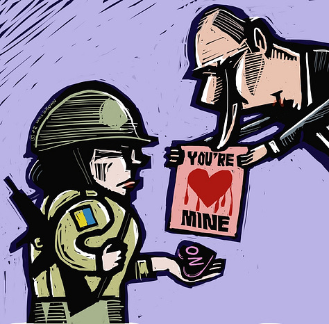 Drawing and photos related to Ukraine, February, 2022.