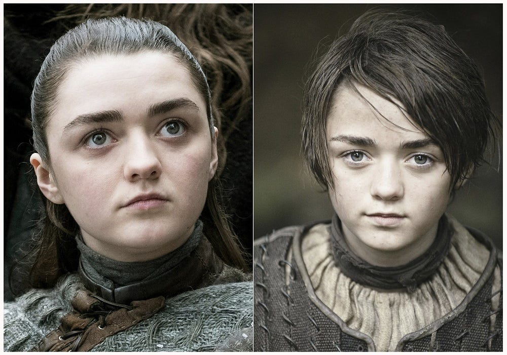 maisie williams as arya stark in game of thrones before after 2019 maisie williams as arya stark in game of thrones before after 2019