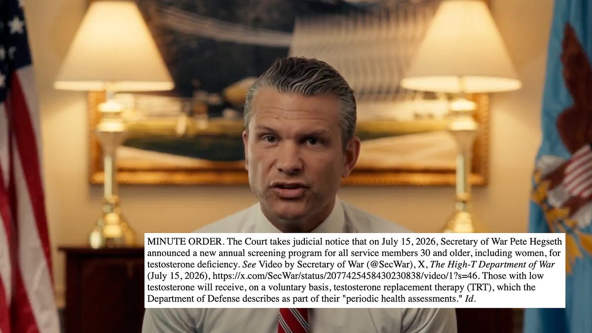 Federal judge questions Hegseth's "High-T" military plan in light of Trump's anti-trans ban