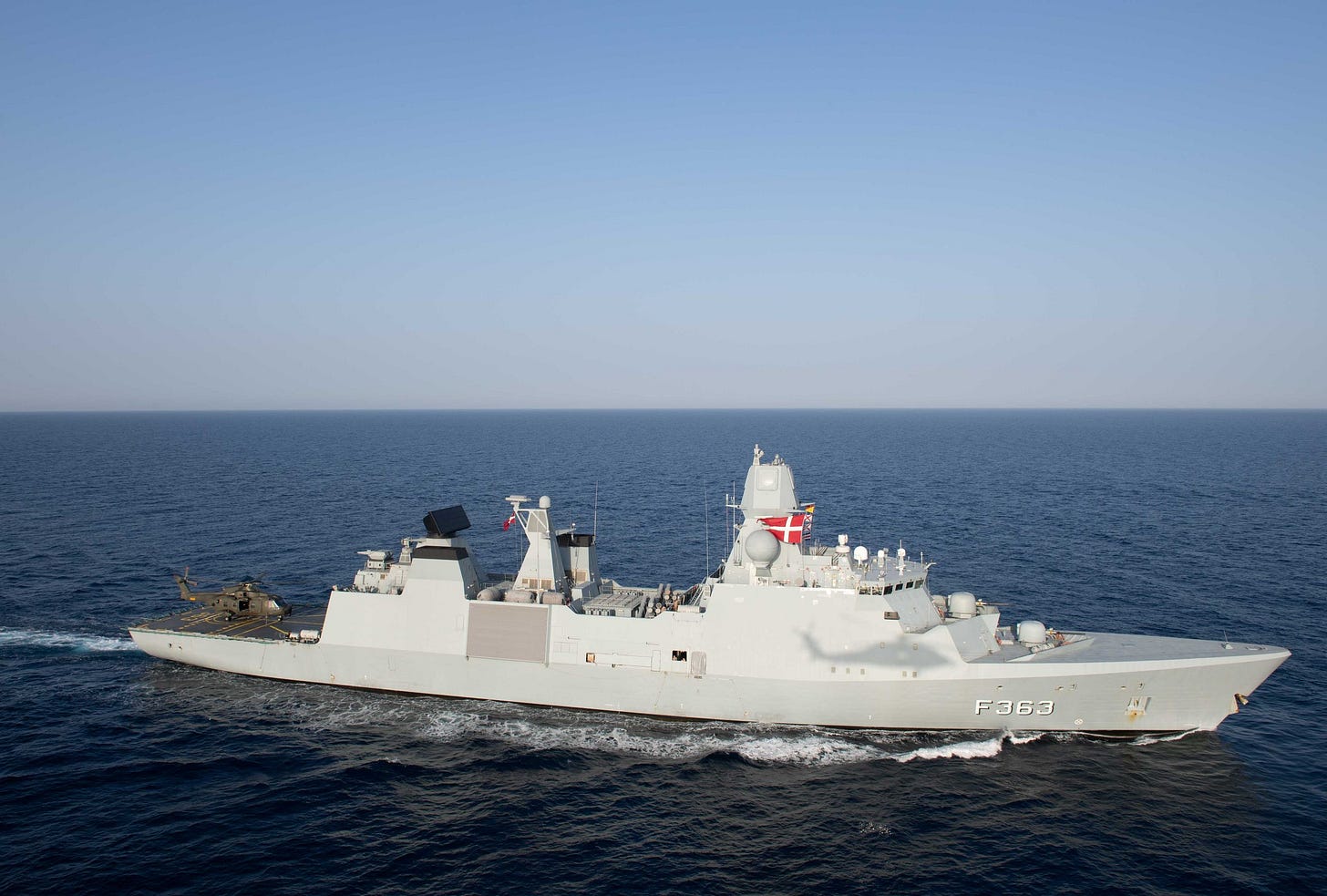 Naval frigate at sea