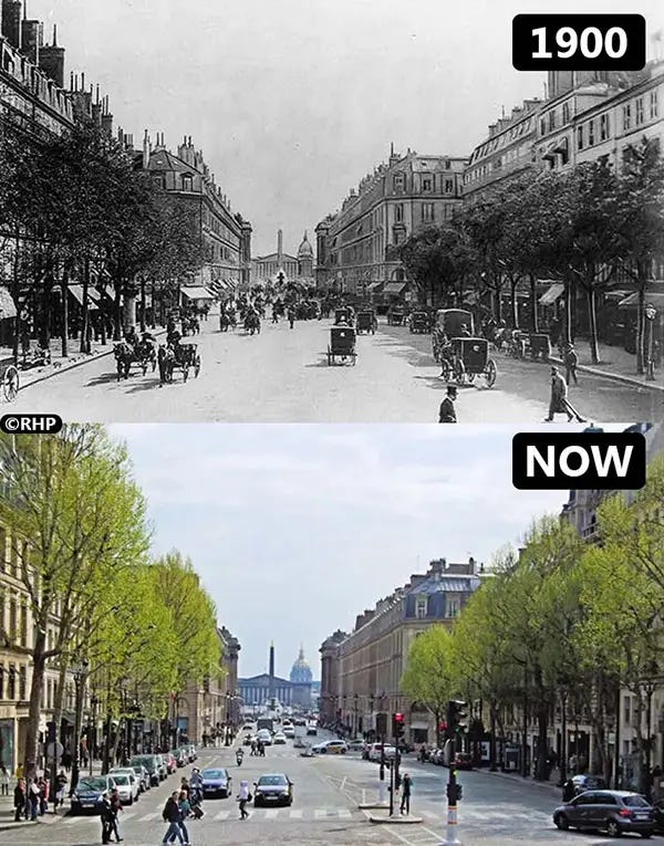 Paris, France: A timeless Parisian boulevard, past and present. Paris, France: A timeless Parisian boulevard, past and present.