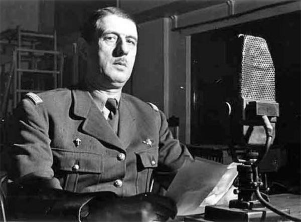 The Leader of the Free French, Charles de Gaulle 