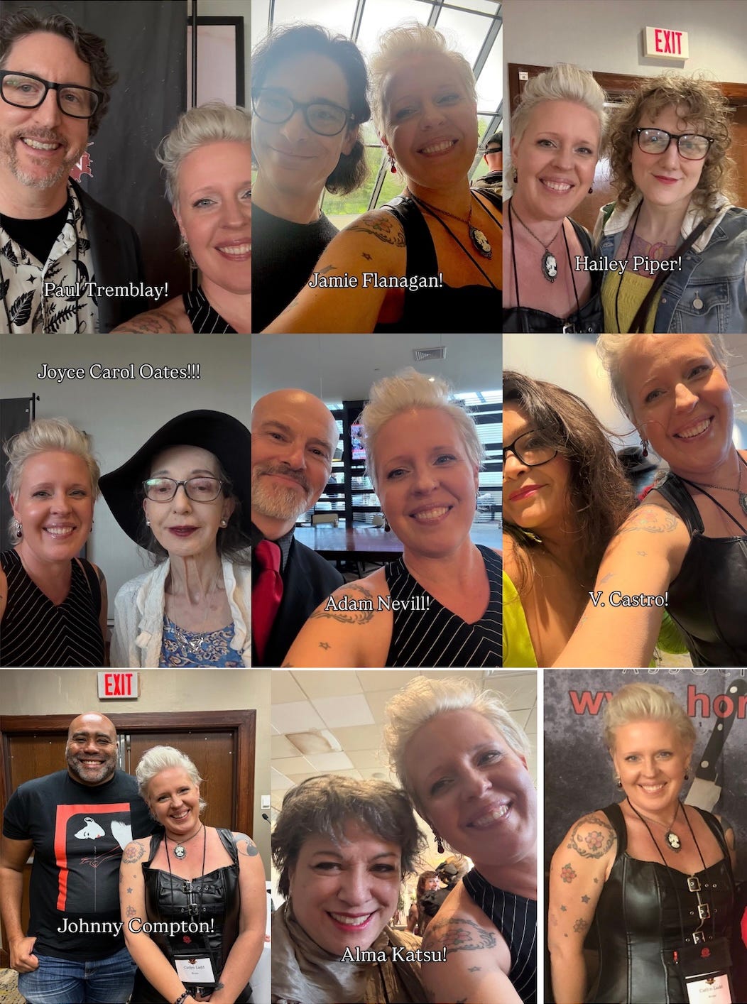 a grid showing nine photos of smiling authors