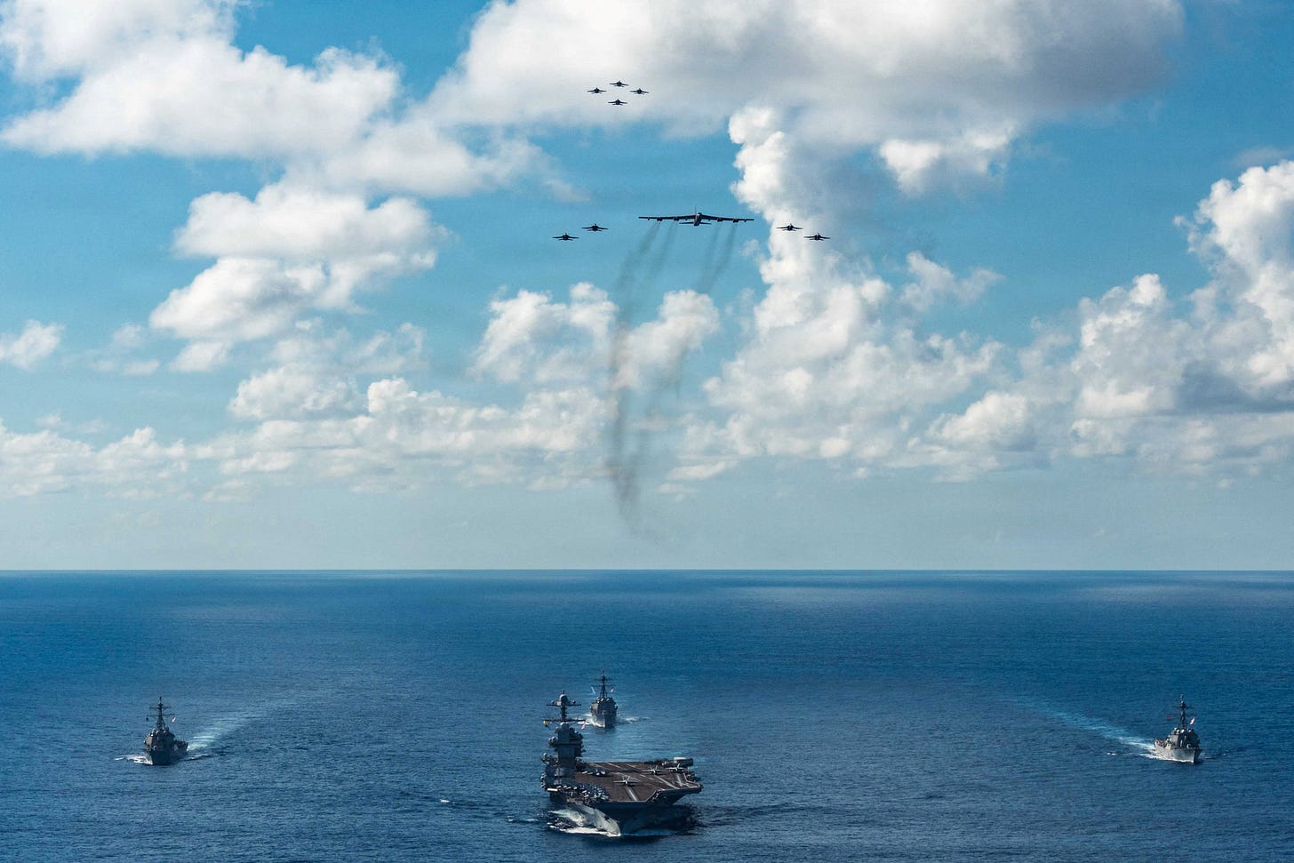 Gerald R. Ford Carrier Strike Group sails with U.S. Air Force B-52 Joint Operations