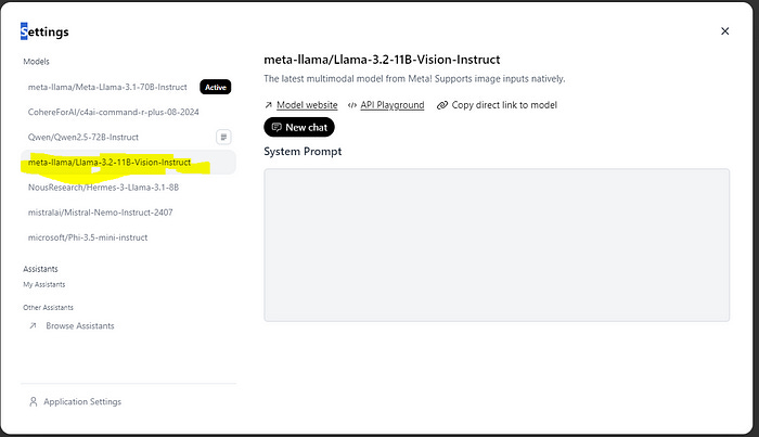 Screenshot of LLama 3.2 on HugginFace