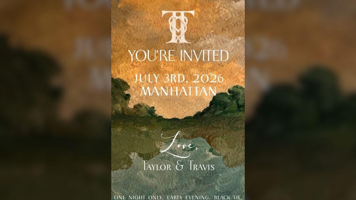 Photo of Taylor Swift and Travis Kelce's wedding invitations were watermarked with their guest's names to prevent leaks. Photo of Taylor Swift and Travis Kelce's wedding invitations were watermarked with their guest's names to prevent leaks.