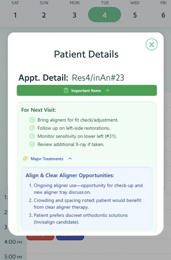 DentScribe displays instant production opportunities - like aligner upgrades and treatment follow-ups - so dentists boost revenue without missing a beat.